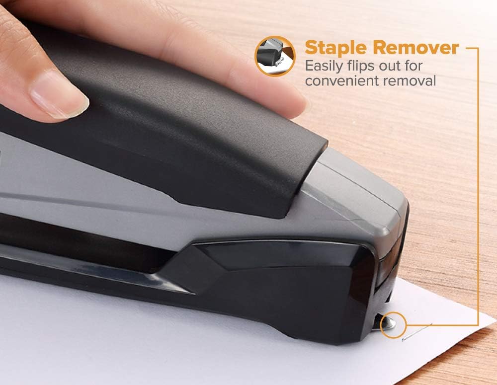 Bostitch Office Executive Stapler - 3 in 1 Stapler - One Finger, No Effort, Spring Powered Stapler, Black/Gray (INP20), 20 Sheets : Office Products