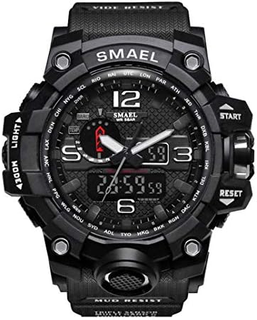 SMAEL Sports Analog Digital Watch for Men Quartz Military Wristwatch Waterproof Multifunctional Large Dial Watches