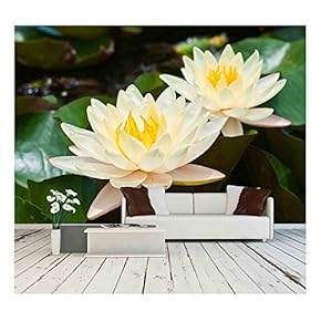 Two White Lotus - Removable Wall Mural | Self-Adhesive Large Wallpaper - 66x96 inches