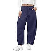 CARCOS Plus Size Pants for Women Barrel Sweatpants Baggy Wide Leg Lounge Drawstring Casual Palazoo with Pockets XL-5XL