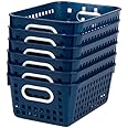 Really Good Stuff Medium Baskets - Set of 6 -Navy Blue