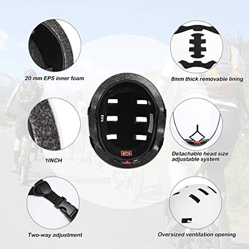 Skateboard Helmet Adult Kids-Adjustable Dial Bike/Skate/Multi-Sport Helmet Women Menwith 10 Vents
