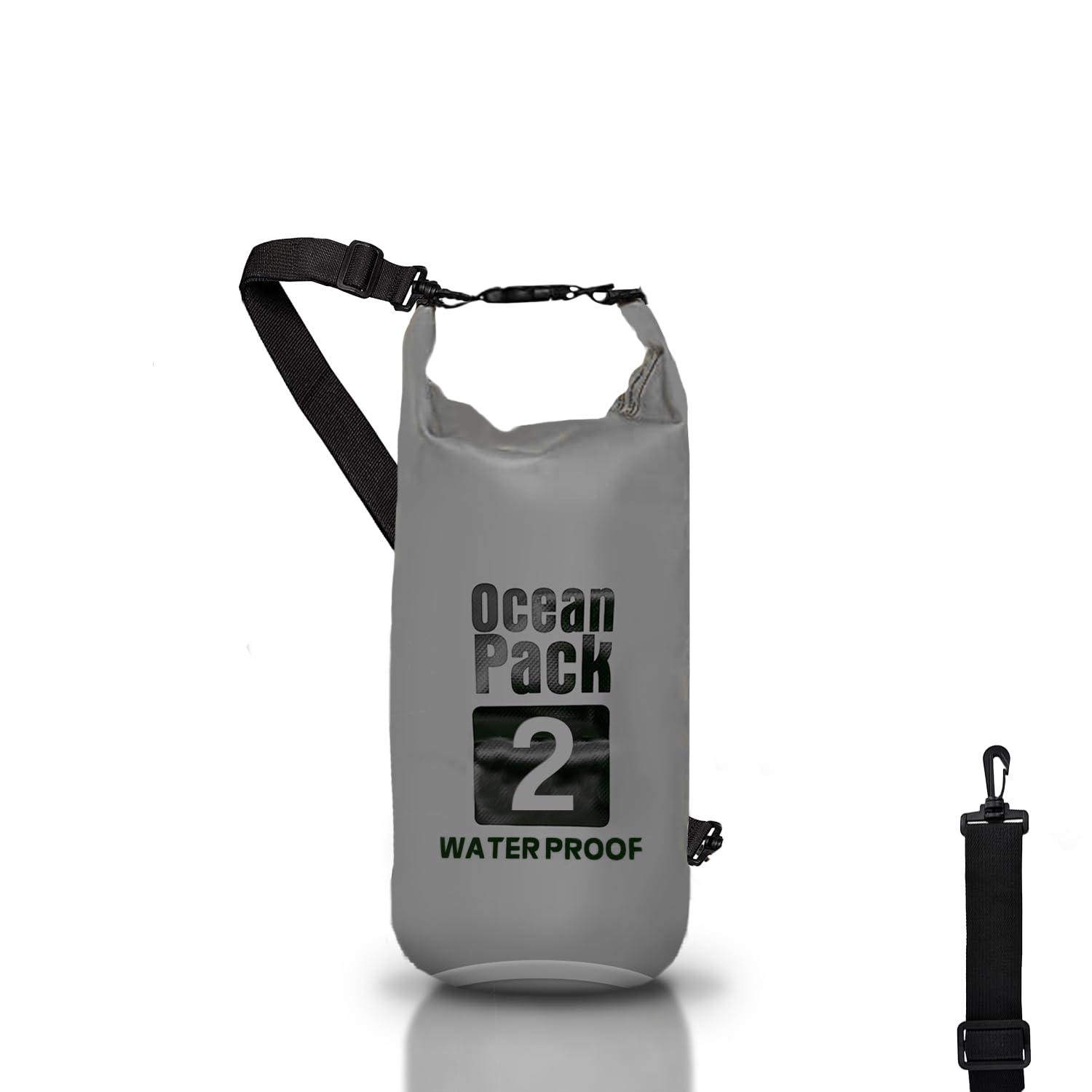 Cable Technologies Dry Bag, Waterproof Backpack, Roll Closure and Shoulder Strap, Waterproof Mobile Phone Bag and Waist Bag for Sea Boat Fishing Rafting Beach Water Sports, Grey, 2l, Waterproof Bag