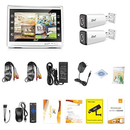 SECURITY CAMERA SYSTEM, BNT 1080P 4CH AHD DVR with HD Monitor & 2 Waterproof Outdoor Indoor 2MP Home CCTV Surveillance Camera Night Vision/Remote View/Motion Detect with Email Alert NO Hard Drive