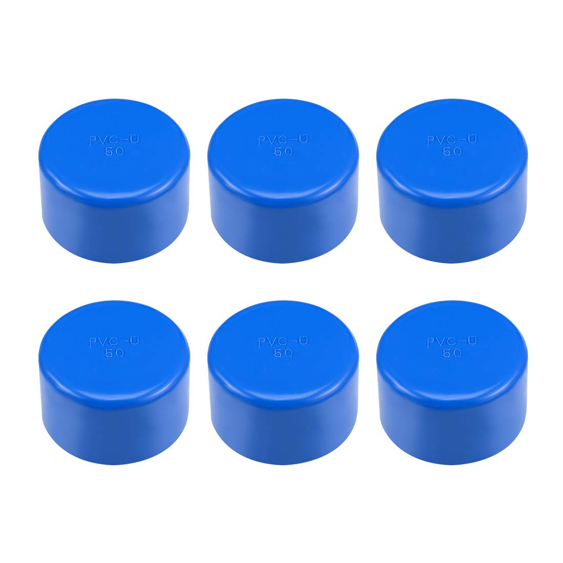 sourcing map 50mm Schedule 50 PVC Pipe Cap Fitting, Slip End Caps DWV(Drain Waste Vent) Irrigation Swimming Pool Sound Deadening, Blue 6Pcs