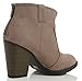 Soda Women's Albert Faux Suede Cowboy Pull-Tab Stacked Heels Ankle Booties Taupe IMSU 7