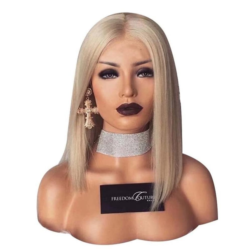 Synthetic Wig, Short Straight Hair Blonde Full Wig Heat Resistant Straight Wig Short Straight Blonde Bob Wig for Women