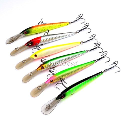 6pcs/Lot Deep Dive Minnow Fishing Lures Baits CrankBait Tackle 4# Treble Hooks 13cm/10g Bait Lure