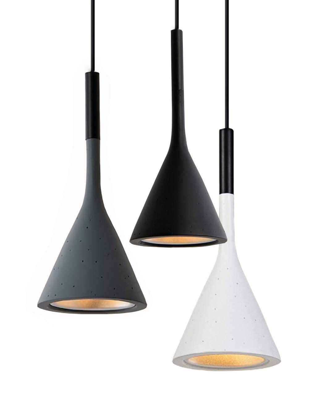 Vecys Pendant Lamp E27 Lamps Funnel Chandelier Faux Cement Resin Imitation Minimalist Modern Nordic for Office Restaurant Cafe Bar Hotel Light Restaurant Grey