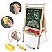 Kids Wooden Art Easel Double-Sided Whiteboard and Chalkboard Adjustable Standing Easel with Paper Roll Holder,Letters and Numbers Magnets and Other Accessories Gift for Kids Toddlers Boys and Girls