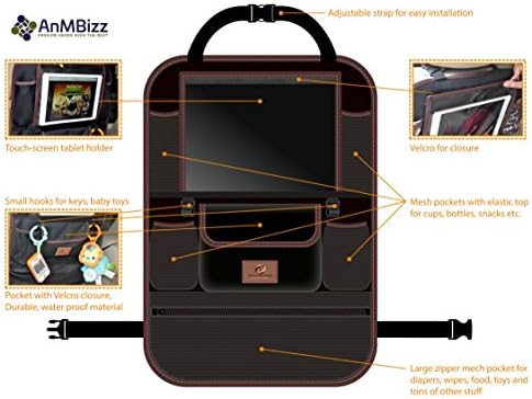 Car Back Seat Organizer Multi-Pocket Travel Storage With Touch Screen iPad Tablet Books Magazines Toys Holder