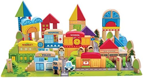 Hape City Building Blocks Colored Wood 