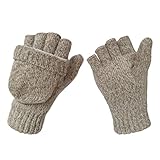 LETHMIK Wool Knitted Gloves Unisex Fingerless Texting Mittens with Mitten Cover