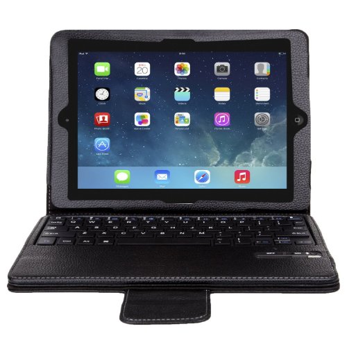 IVSO Apple iPad Air 2 (2014 Released) Bluetooth Keyboard Portfolio Case - DETACHABLE Bluetooth Keyboard Stand Case / Cover for Apple iPad Air 2 (2014 version) Tablet (Black)