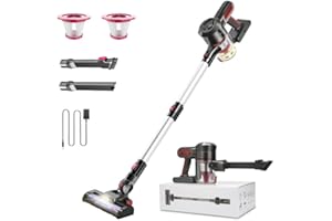 Foppapedretti 2024 New Model Cordless Vacuum Cleaner, 25Kpa Powerful Stick Vacuum for Hardwood Floor, 35 Min Rechargeable Battery, 4 in 1 Lightweight Handheld Vacuum for Pet Hair Carpet Red