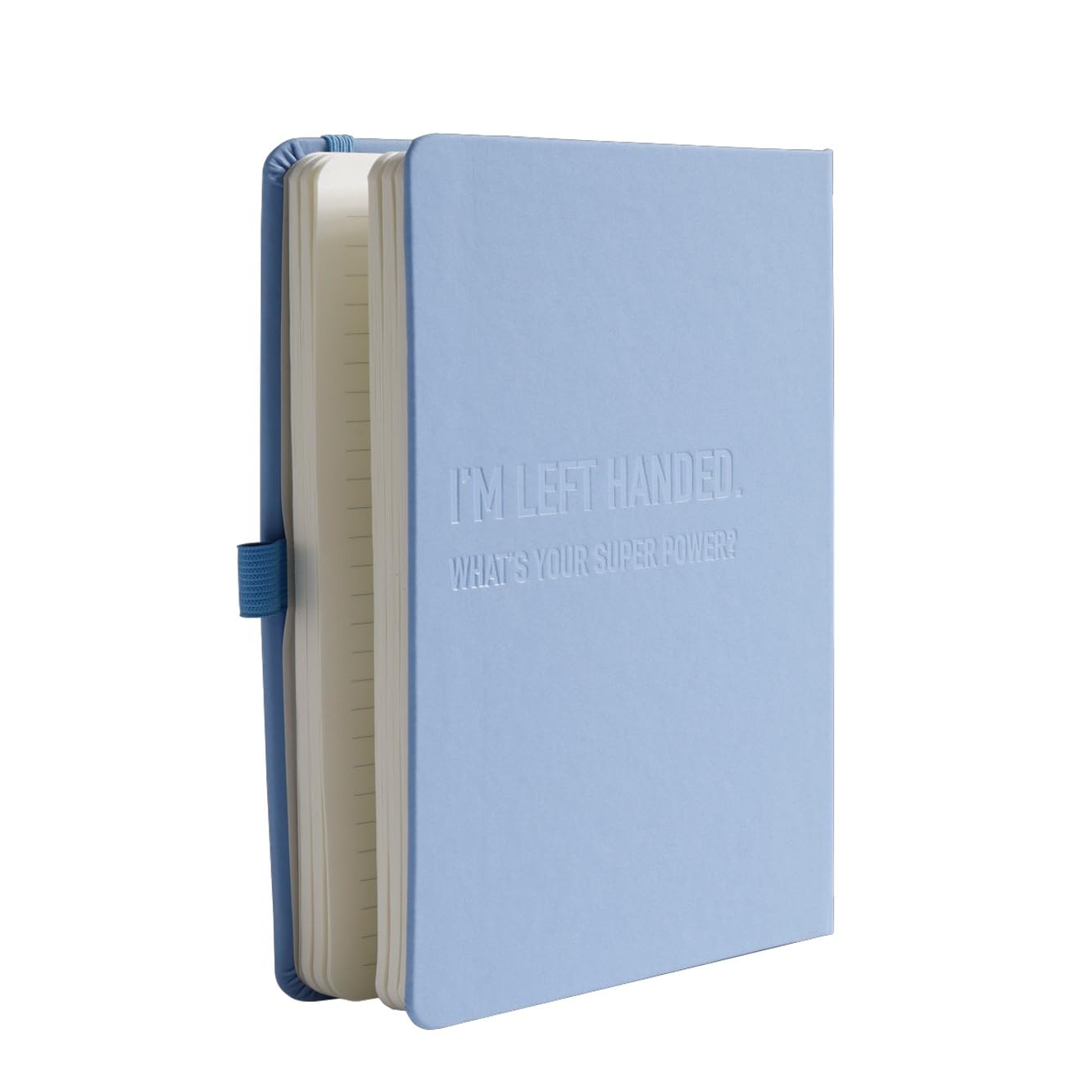 Urby Left Handed Journal w. Leather Cover. The Lefty Stuff Series. College Ruled Left Handed Notebooks, 200 Pages, 80GSM Premium Paper. US Half Letter Size. 8.25x5.5in. Baby Blue