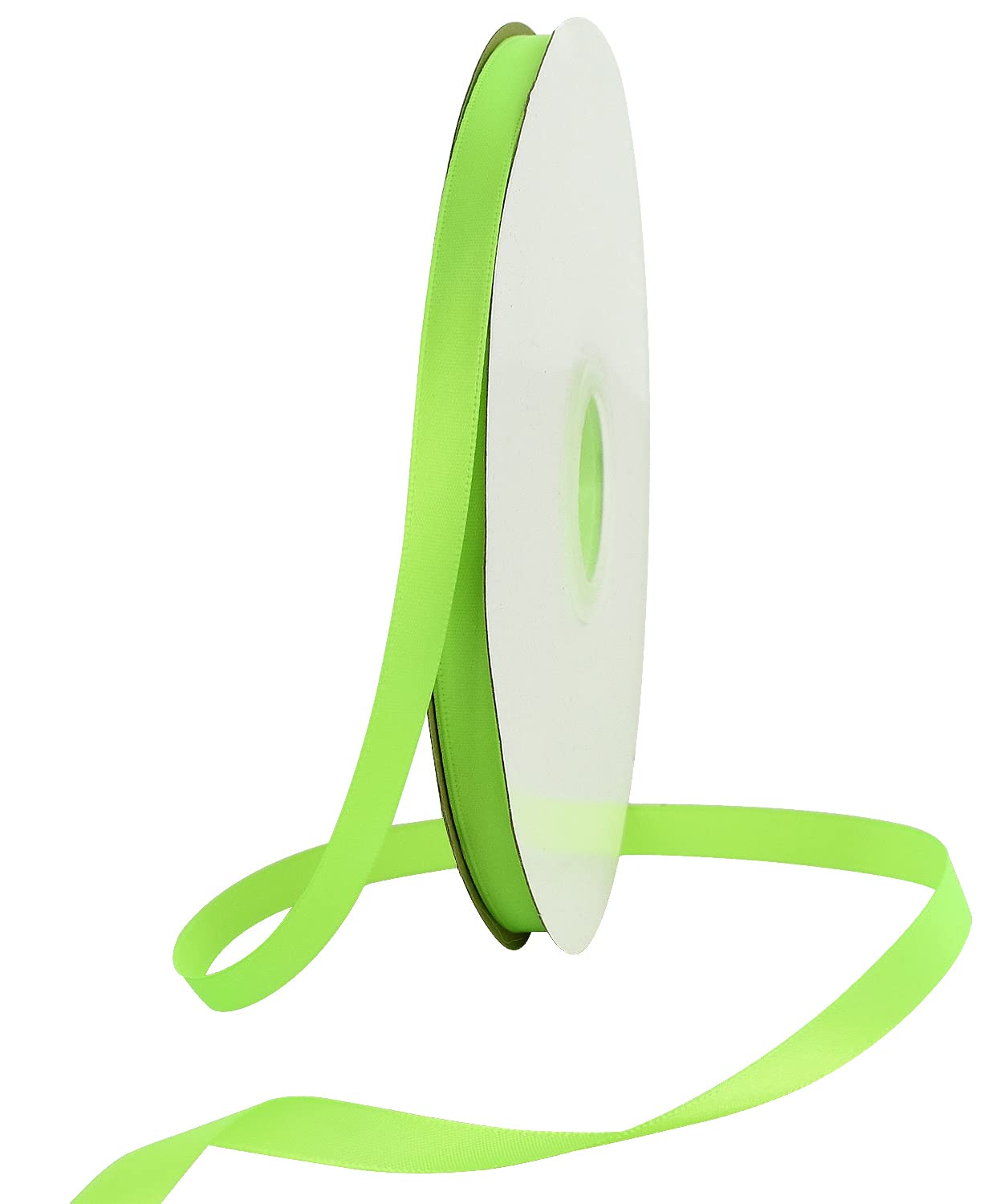 TONIFUL 3/8 Inch x 100yds Fluorescent Apple Green Satin Ribbon Thin Solid Fabric Ribbons Roll for Gift Wrapping Invitation Floral Hair Balloons Craft Sewing Party Wedding Decoration Valentine's Day — image 1