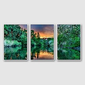 Framed Canvas Wall Art for Living Room, Bedroom Beautiful Nature Norway Landscape Canvas Prints for Modern Home Decoration Ready to Hang - 16"x24"x3 Panels