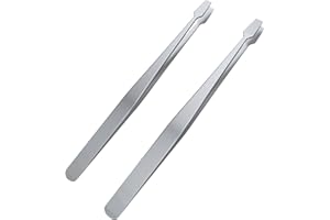 MMOBIEL 2 Pcs Stainless Steel Stamp Tweezers Tongs Flat Wide Tip Precision Philately Tweezers for Stamps, Documents, Photo Development, etc.