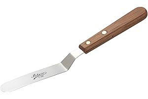 Ateco 1385 Offset Spatula with 4.5-Inch Stainless Steel Blade, Wood Handle, 4.5 Inch, natural