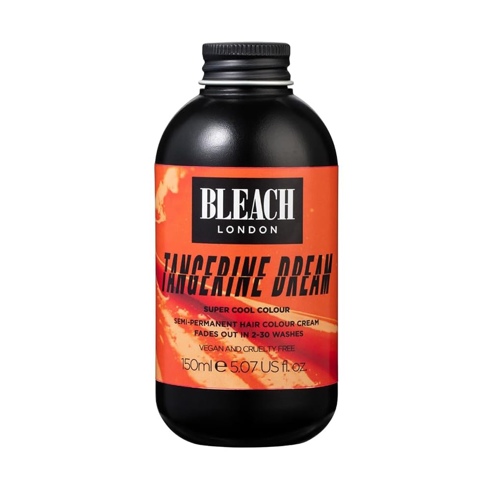 Bleach London Tangerine Dream Semi-Permanent Hair Colour Cream - Bright Orange, Vegan, Cruelty Free, Vibrant Temporary Dye 150 ml