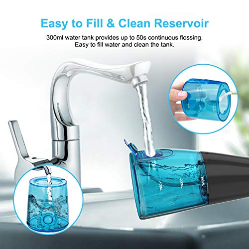 Cordless Water Flosser Oral Irrigator, XPretty Professional Portable and Rechargeable Dental Water Flossing, IPX7 Waterproof 3 Mode Teeth Cleaner with 4 Jet Tips for Home and Travel, Braces Care