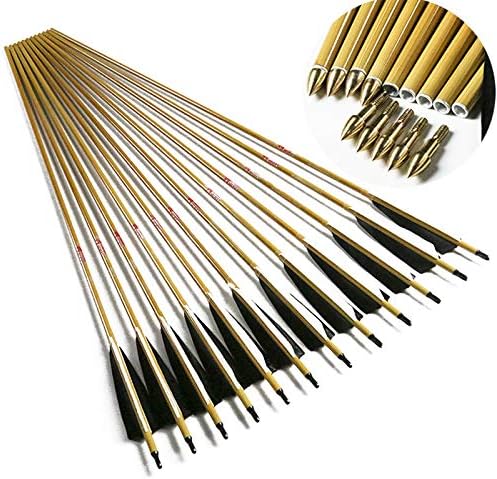 Linkboy Archery Spine 400 500 600 32 Inch Carbon Arrows Turkey Feather Vanes Recurve Compound Bow Longbow Hunting Shooting Pack of 6
