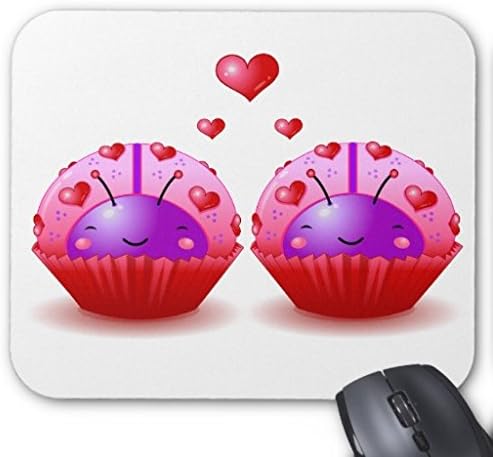 Fioieypo Standard Gaming Mousepad Valentine Ladybug Cupcakes Mousepad