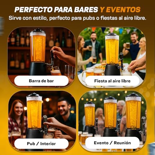 ® Dispensador de Cerveza 4 L con Grifo y Enfriador