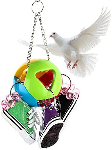 Aigou Bird Sneaker Toy, Parrot Cage Hanging Chewing Toys, Spoon Parrot Toy Swing for African Grey, Amazon Conure, Cockatoo and Macaw, Cockatiel