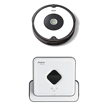 IRobot Roomba 605 Saugroboter (hohe Reinigungsleistung, reinigt alle Hartböden und Teppiche) weiß + Braava 390t Wischroboter 