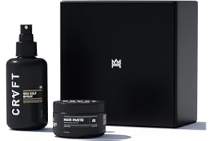 HAIR CRAFT CO. CRVFT Hair Paste 2oz + Sea Salt Spray 6oz Men's Bundle - Medium + Light Hold – Semi-Matte + Natural Finish - Volume + Texture + Prestyler - Stylist Approved – Boss Scented