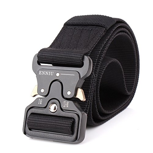 UPC 665268887550, Mens Tactical Belt, W/1.5&quot;-1.7&quot; Military Nylon Waist Belt with Metal Buckle Adjustable Combat Equipment Belt Heavy Duty Army Training Carry Waist Belt (Black W/1.7 inches)