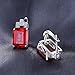 Jewelrypalace Luxury Emerald Cut 12.1ct Created Red Ruby Clip On Earrings 925 Sterling Silver