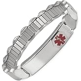 EnerMagiX Medical Alert Id Bracelets for Women, 6.88in Stainless Steel Elastic Bracelet for Diabetes Type 1 2, Allergy(Silver)