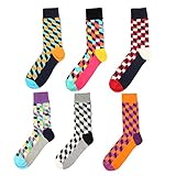 Zmart Men's Casual Cotton Dots Argyle Colorful Dress Crew Socks