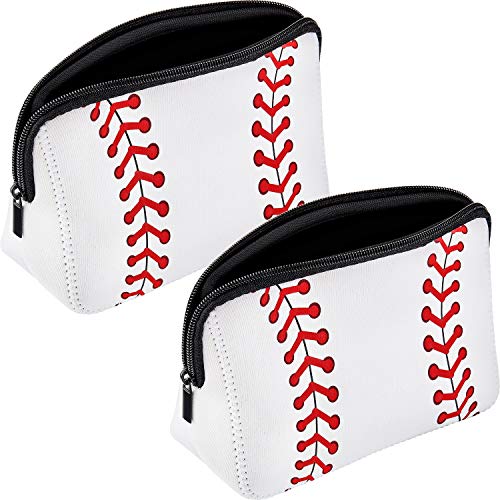 Boao 2 Pieces Softball Bag softball Print Makeup Bag Baseball Travel