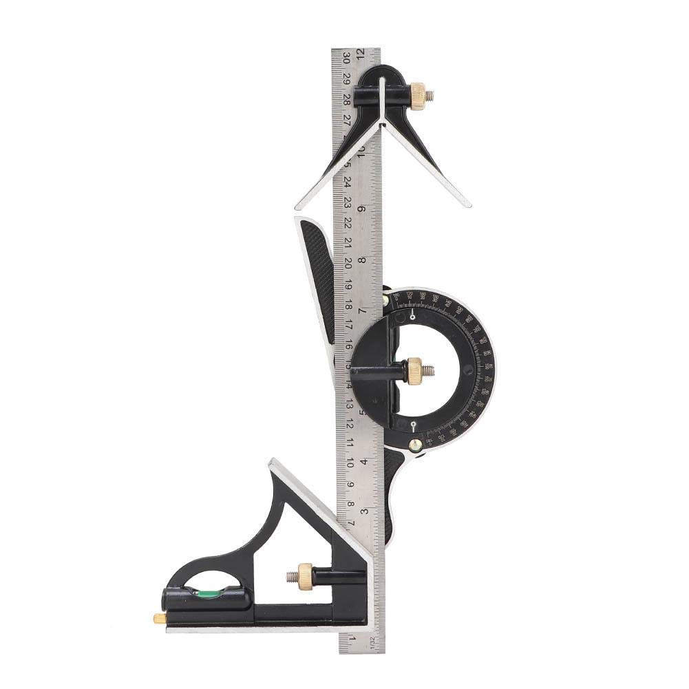 Summer Enjoyment Combination Square Ruler, Woodworking Ruler Stainless Steel Rugged Angle Ruler 0-180° Combination Three Square 0.01 Protractor Measure Tool For Industrial Operations