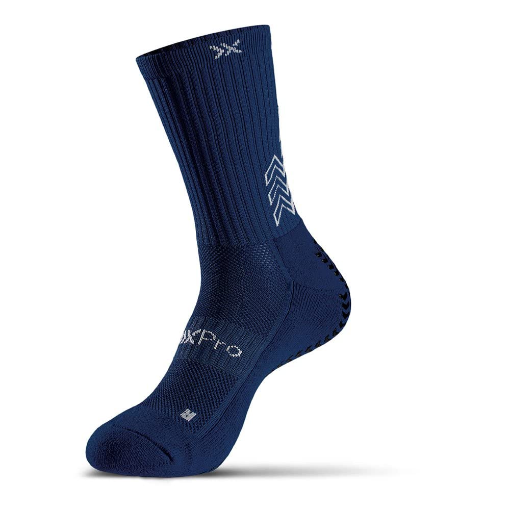 SOXPro Classic Grip Sock, Anti Slip, Anti Blister, Full Control, GEARXPRo SPORTS, Dark Blue, Size M