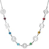 LIKGREAT 7 Chakra Necklace for Women Stainless Steel Spiritual Chakra Pendant Necklace Yoga Jewellery Energy Healing Amulet