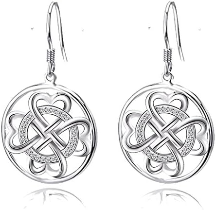 Celtic Knot 925 Sterling Silver Polished Fish Hook Dangle Drop Women Earring
