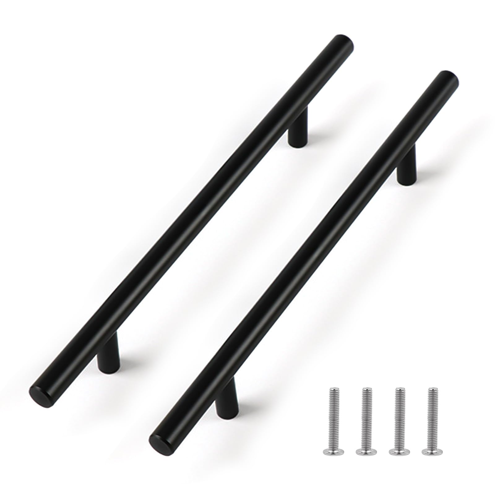 Fatiya 2 Pack 214mm Length Kitchen Cabinet Handles Black, 160mm Hole Center Aluminium Alloy Cabinet Pulls, Kitchen Hardware Door Pulls for Drawer Dresser Cupboard Wardrobe — image 1