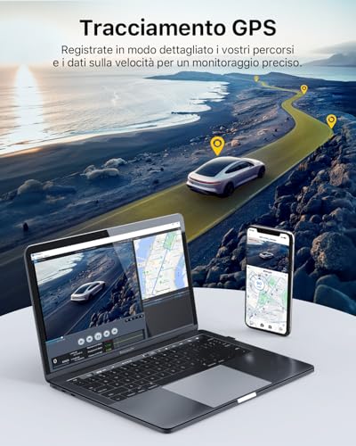 GKU Car Dash Cam 4K+1080P Front/Back Dash Cam with 5.8GHz WiFi and GPS, 3.18" Touchscreen, WDR Night Vision, 24H Parking Monitor, G-Sensor, Loop Recording, App Control