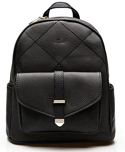 QAMACHAN Leather Woman Backpack Big Capicity Casual Shoulder Bag Fashion Diamond Lattice Prerry Backpack Black