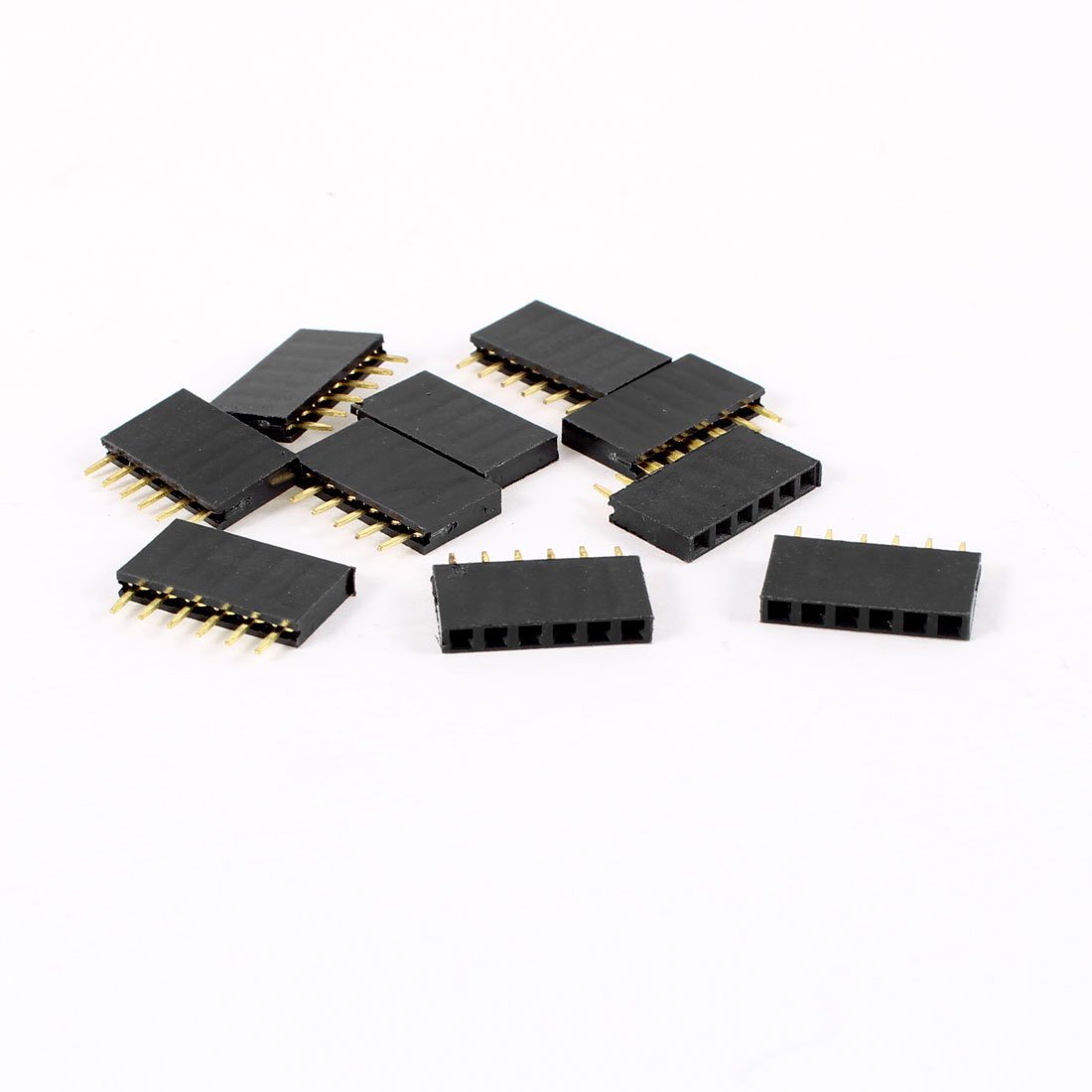 sourcing map 10 Pcs Single Row 2.54mm Pitch 6 Pin Straight Female Header Socket