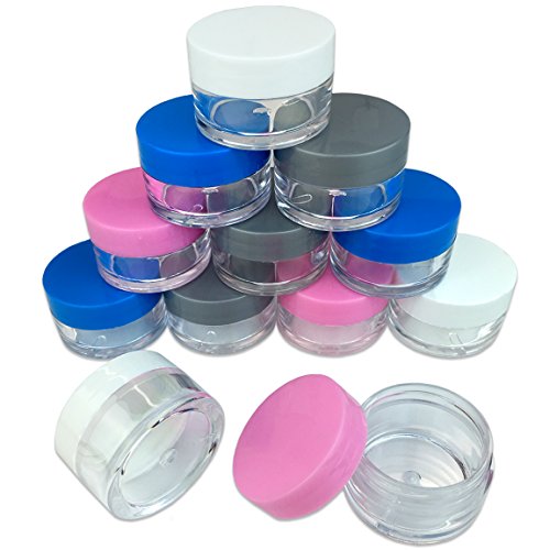 Beauticom 240 Pieces 20G/20ML Round Clear Jars with Mixed Color Lids for Cosmetics, Medication, Lab and Field Research Samples, Beauty and Health Aids - BPA Free
