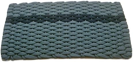 Rockport Rope Doormats 2034396 Indoor & Outdoor Doormats, 20" x 34", Light Blue with offset Navy Stripe