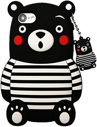 iPhone 7 Case,flowermelody Apple iPhone Case,Bumper Cover Shock-Absorption Bumper and Anti-Scratch,iPhone Lovely Interesting Cool Funny Case,3D Silicone Case,TPU(stripe kumamon 7)