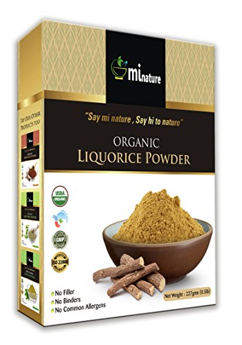 mi Nature USDA Certified Organic Licorice Powder (Glycyrrhiza glabra/Liquorice / Mulethi) â€“ 227g (8 Oz), Herbal Supplement for Respiratory Problems | Natural Supplement for Immunity Support