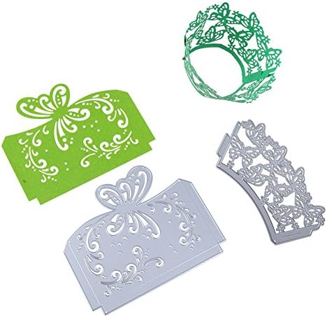 FYshun Cake Cup Elegant Butterfly Lace Wraps Liner Cutting Dies and Romantic Lover Greeting Card Cut Dies Stencil Metal Template Mould (CL05+CS04, Elegant Butterfly+Delicate Butterfly)